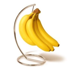 BANANA HANGER Holds 1 bunch Brushed nickel Keeps bananas fresh Ornament hanger